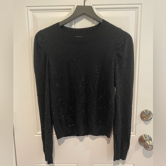 Alice and Olivia Bettie Rinestone Long Sleeve Top Women’s Size Small Black NWT - Picture 2 of 6